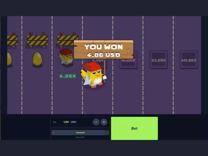 Registro y juego en Chicken Cross